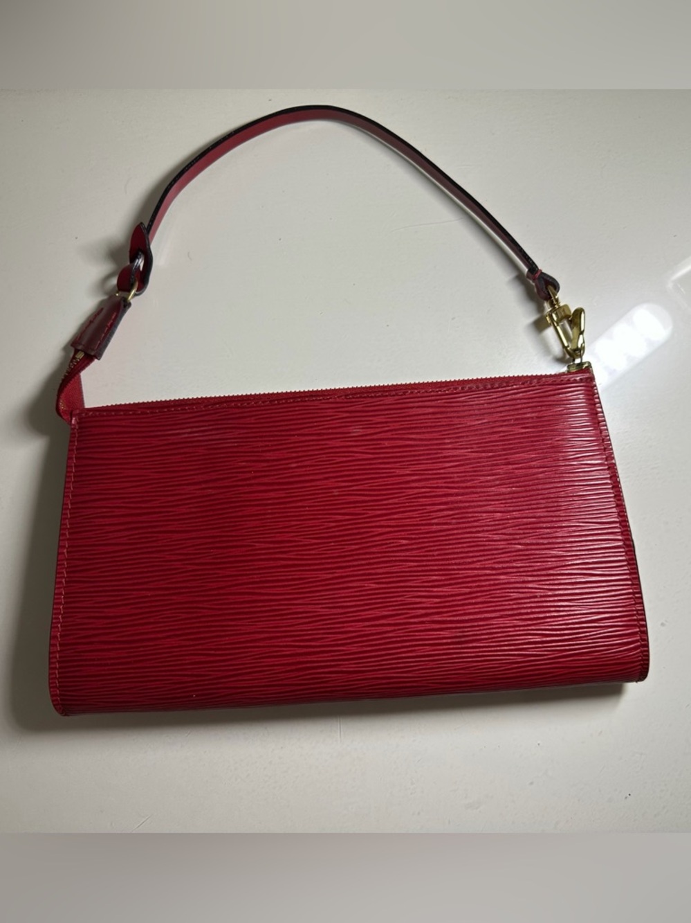 Louis Vuitton Red Textured Epi Leather Wristlet Clutch